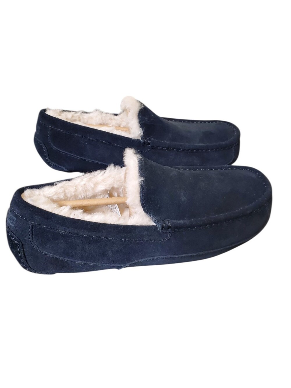 UGG Ascot Black Full Grain Suede Upcycled Wool Lining Slippers New Men's 9 - Picture 6 of 9